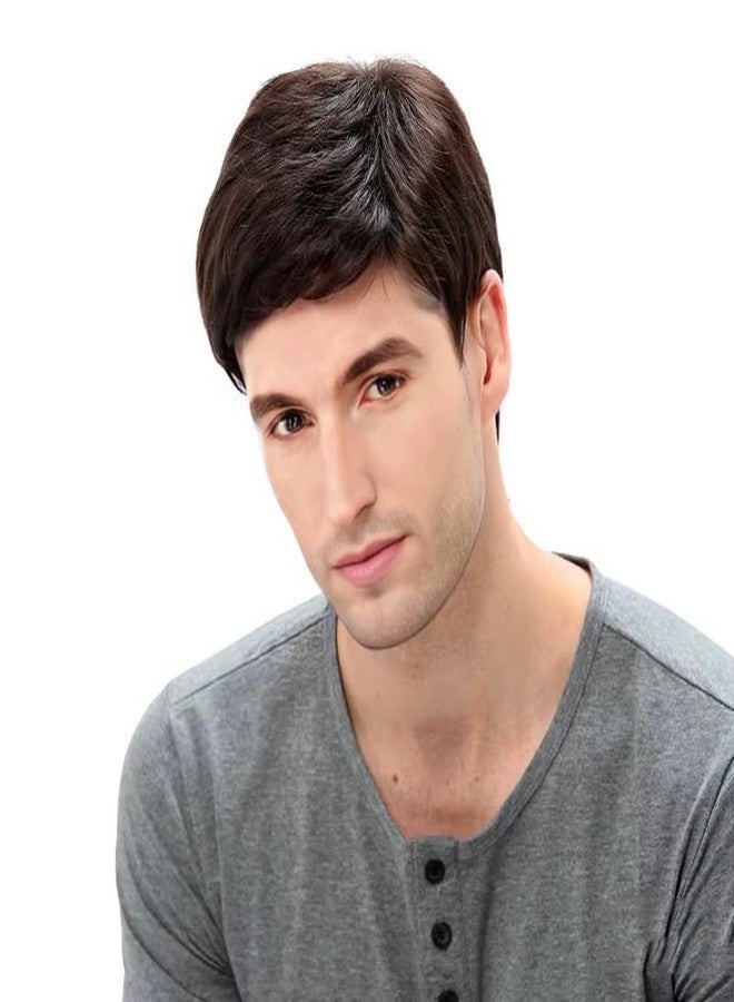 FCHW-wig FCHW Mens Short Brown Wigs Short Hair Wig Mens Wigs Short Straight Hair Wig Synthetic Hair Full Wig for Male - Image 1